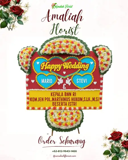 Papan Bunga Pernikahan Dendengan Luar